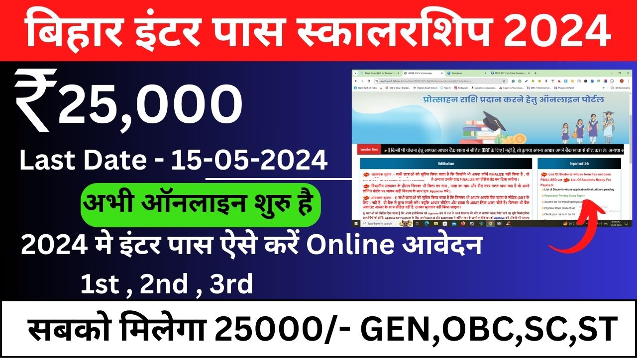 bihar inter pass scholarship